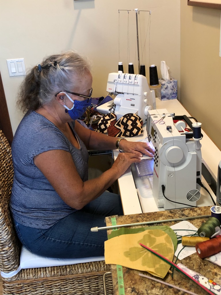 National Volunteer Week spotlight - Oshibana Artisans of NTBG - volunteers making masks for Kauai hospital to help combat COVID-19