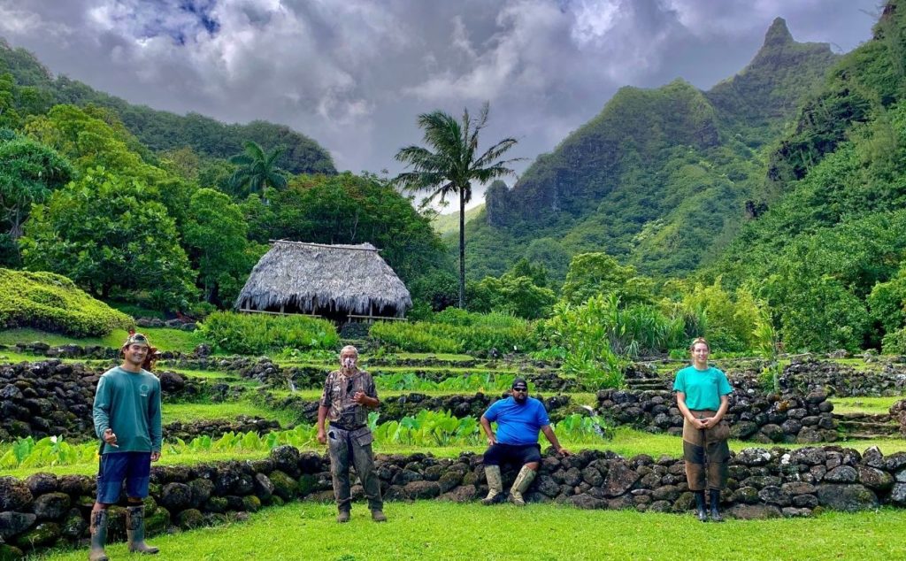 Limahuli Garden & Preserve Staff. From left to right; Randy Umetsu, Uncle Moku, 